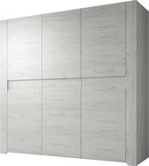 Meubella - Kledingkast Aversa - Wit eiken - 220 cm
