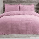 Super zacht Teddy dekbedovertrek mauve / 1-persoons