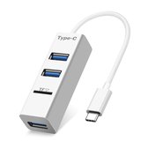 USB Type C Hub - Mini 3 Port Splitter - TF Kaart Lezer - Windows MacOS Android - Wit