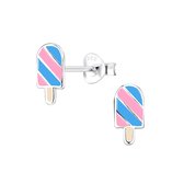 Joy|S - Zilveren ijsje oorbellen - ijslollie - blauw roze