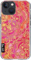 Casetastic Apple iPhone 13 mini Hoesje - Softcover Hoesje met Design - Hot Pink Barroque Print