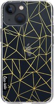Casetastic Apple iPhone 13 mini Hoesje - Softcover Hoesje met Design - Abstraction Outline Gold Transparent Print