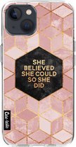 Casetastic Apple iPhone 13 Hoesje - Softcover Hoesje met Design - She Believed She Could So She Did Print