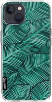 Casetastic Apple iPhone 13 Hoesje - Softcover Hoesje met Design - Tropical Leaves Turquoise Print