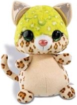 knuffel luipaard junior 12 cm pluche bruin/lime