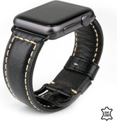 Q-DESYN® Apple Watch bandje - Leer - 38 mm - 40 mm - 41 mm - Zwart