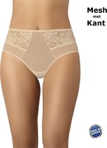 Teyli Dames Hoge Taille Slip van Mesh Stof met Kant - Beige M