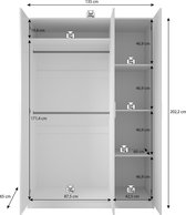 Meubella - Kledingkast Brooks - Donker eiken - 135 cm
