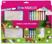 mini-markers met glitter etui meisjes 21-delig