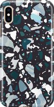 Apple iPhone XS Max Telefoonhoesje - Premium Hardcase Hoesje - Dun en stevig plastic - Met Marmerprint - Terrazzo - Zwart