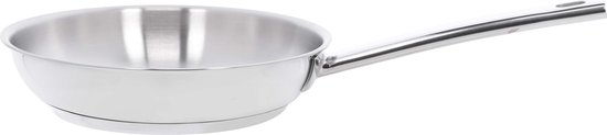 Roestvrijstalen koekenpan met steel, van Demeyere Classico 3, geschikt voor inductie.