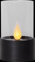 RTM Lighting Solar Tuinverlichting decoratie Lantaarn Kaars Puloun Amber licht -Zwart -25 cm hoog
