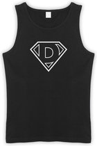 Zwarte Tanktop met letter D “ Superman “ Logo print Wit Size XL