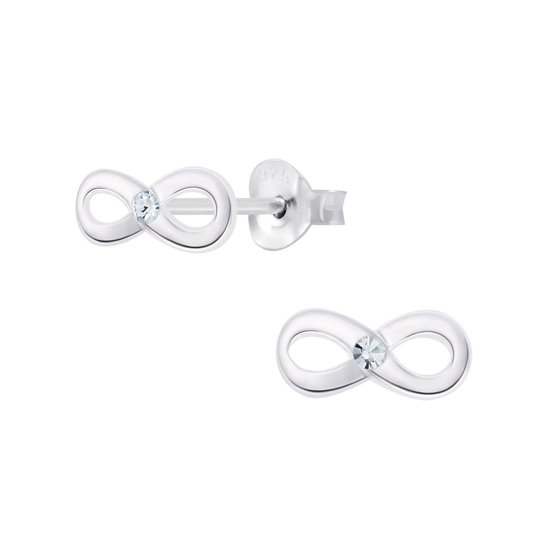 Joy|S - Zilveren Infinity oorbellen - massief - kristal - 5 x 9 mm