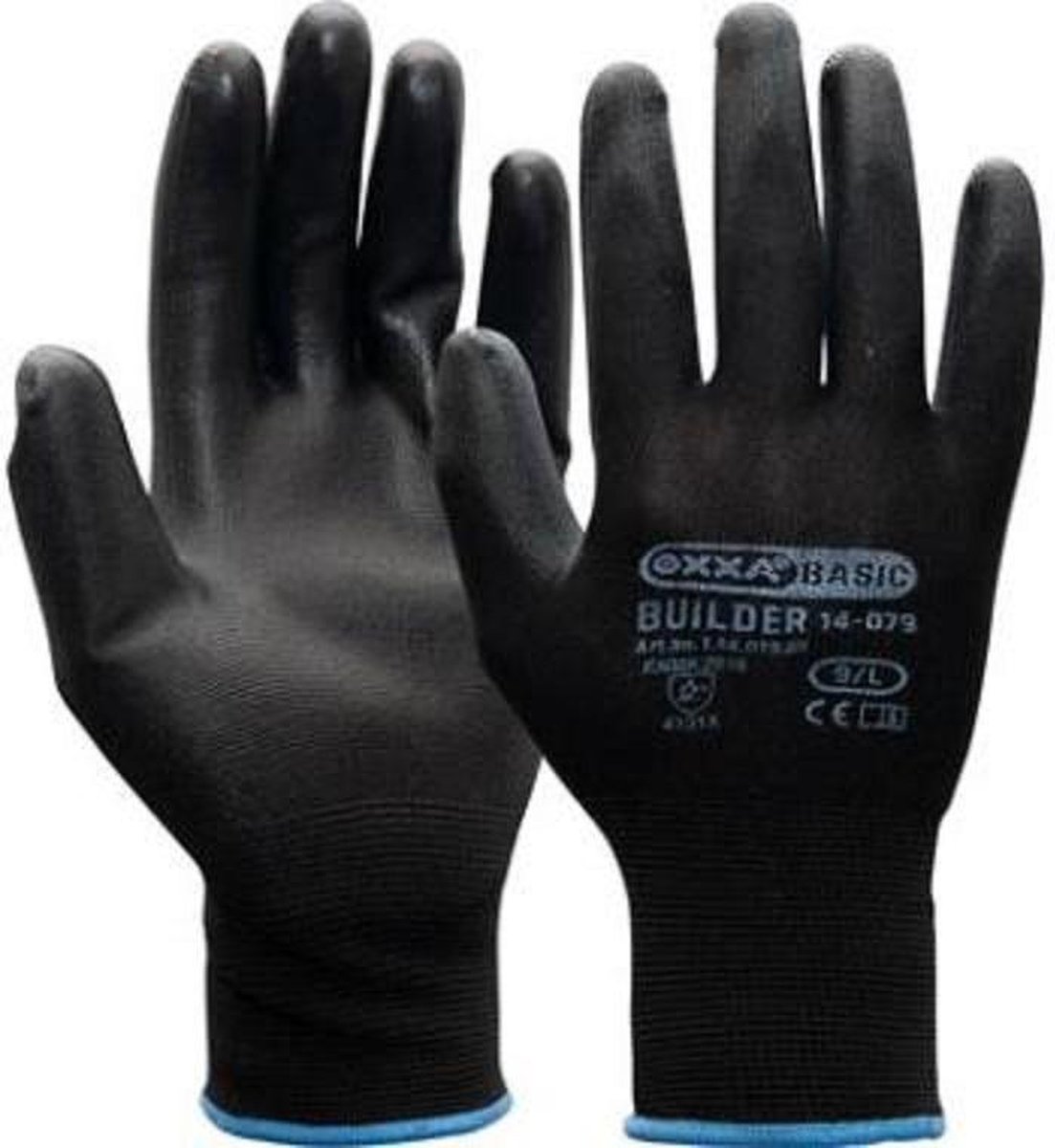 OXXA® Builder 14-079 PU/polyester handschoenen - Zwart - 12 paar - maat 9/L