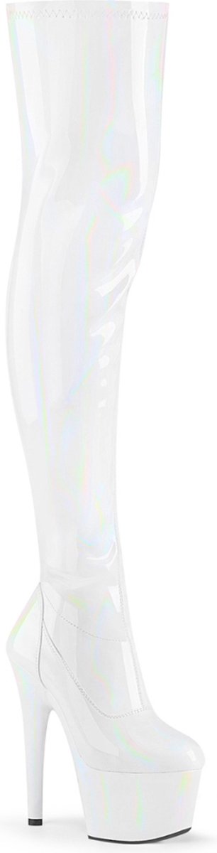 Pleaser - ADORE3000HWR Plateau Overknee Laarzen - Paaldans schoenen - 39 Shoes - Wit