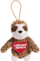 knuffelhanger Luiaard junior 10 cm polyester bruin/rood