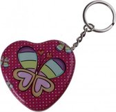 sleutelhanger metalen doosje 5 cm vlinder roze