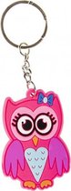 sleutelhanger uil junior 3,5 cm rubber roze