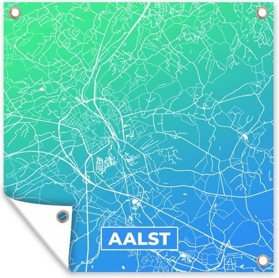 Tuindoek Stadskaart - Aalst - Blauw - België - 100x100 cm - Plattegrond ...