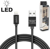 iPhone Lightning Kabel 1 Meter - Oplaadkabel USB Zwart - met LED verlichting - Nylon Kabel