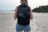 CHASING THREADS Stitch Backpack Black Leather Interior pocket fits 13" laptop 34 x 28 x 14cm Handwash only, cool iron