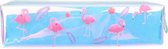 etui flamingo 20 x 4 cm polyester zilver holografisch