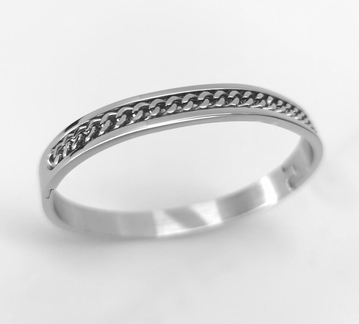 Stijlvolle dames armband met een prachtig schakelketting - maat 18 tot 21cm - Gepolijst Stainless Steel