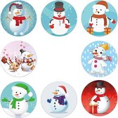 Sluitsticker - Sluitzegel – Kadosticker  Sneeuwpop | Groen – Blauw – Rood | Winter – Sneeuw - Kerst - Merry Christmas – Feestdagen – Sinterklaas | Envelop sticker | Cadeau – Cadeau