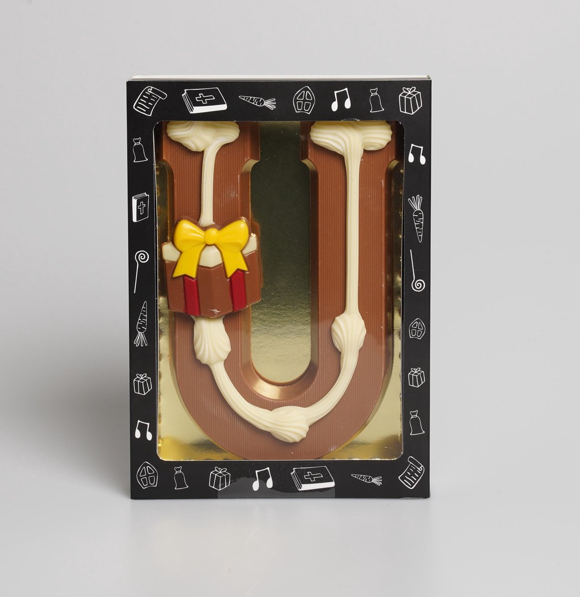 Luxe Gedecoreerde Melk Chocolade Letter U - 6 x 240 Gram