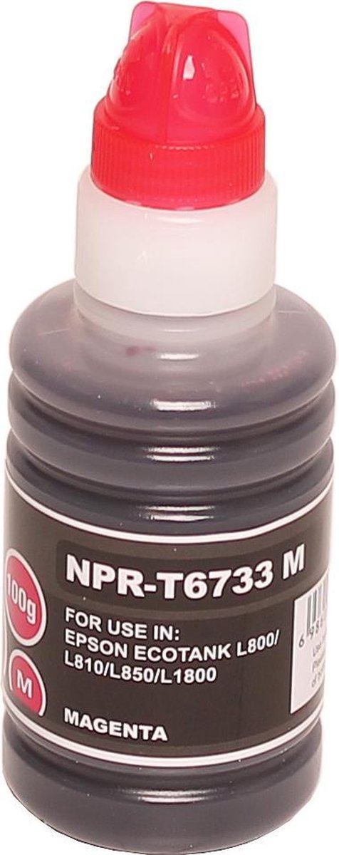 Image of ABC huismerk navulflesje voor Epson T6733 magenta geschikt voor Ecotank EcoTank L800 L801 L805 L810 L850 L1800