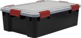 IRIS Airtight Opbergbox - 30L - Kunststof - Zwart/Transparant/Rood - Set van 2