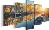 Artaza Canvas Schilderij Vijfluik Amsterdamse Gracht Bij Zonsondergang - 100x50 - Foto Op Canvas - Canvas Print