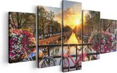 Artaza Canvas Schilderij Vijfluik Amsterdamse Brug Met Zonsopgang - 100x50 - Foto Op Canvas - Canvas Print