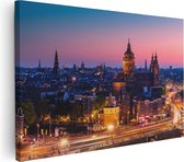Artaza - Peinture sur toile - Skyline' Amsterdam au coucher du soleil - 90 x 60 - Photo sur toile - Impression sur toile
