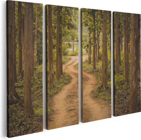 Artaza Peinture sur toile Quadriptyque Chemin dans la forêt avec des Arbres - 80 x 60 - Photo sur toile - Impression sur toile