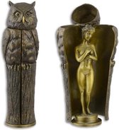 Bronzen beeld - Erotisch - Een vrouw en een uil - 19,4 cm hoog