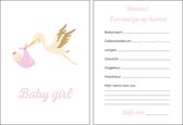 Babyshower invulkaarten 20 stuks | babyshower | babyshower voorspellingskaarten | babyshower kaarten | babyshower spelletjes | babyshower meisje | roze