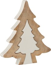 J-Line Kerstboom Puzzle Mango Hout Wit/White Wash Medium Set van 2 stuks