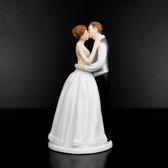 Porceleinen Bruidstaartdecoratie - Kissing- 14 cm - bruiloft taarttopper figuurtjes