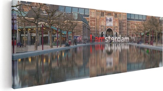 Artaza Canvas Schilderij Amsterdam Rijksmuseum - I Amsterdam Tekst - 90x30 - Foto Op Canvas - Canvas Print