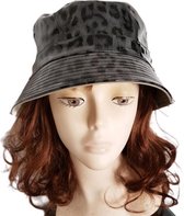 Dames bucket Hat - Dames Regenhoed glanzend| Dubbelzijdig - Leopard vlekken, Beige - One Size Dames hoed omkeerbaar - Mooie regenhoed dubbelzijdig- Opvouwbaar en Kreukherstellend
