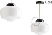 Zangra plafondlamp van messing en glas, melkglas lampenkap