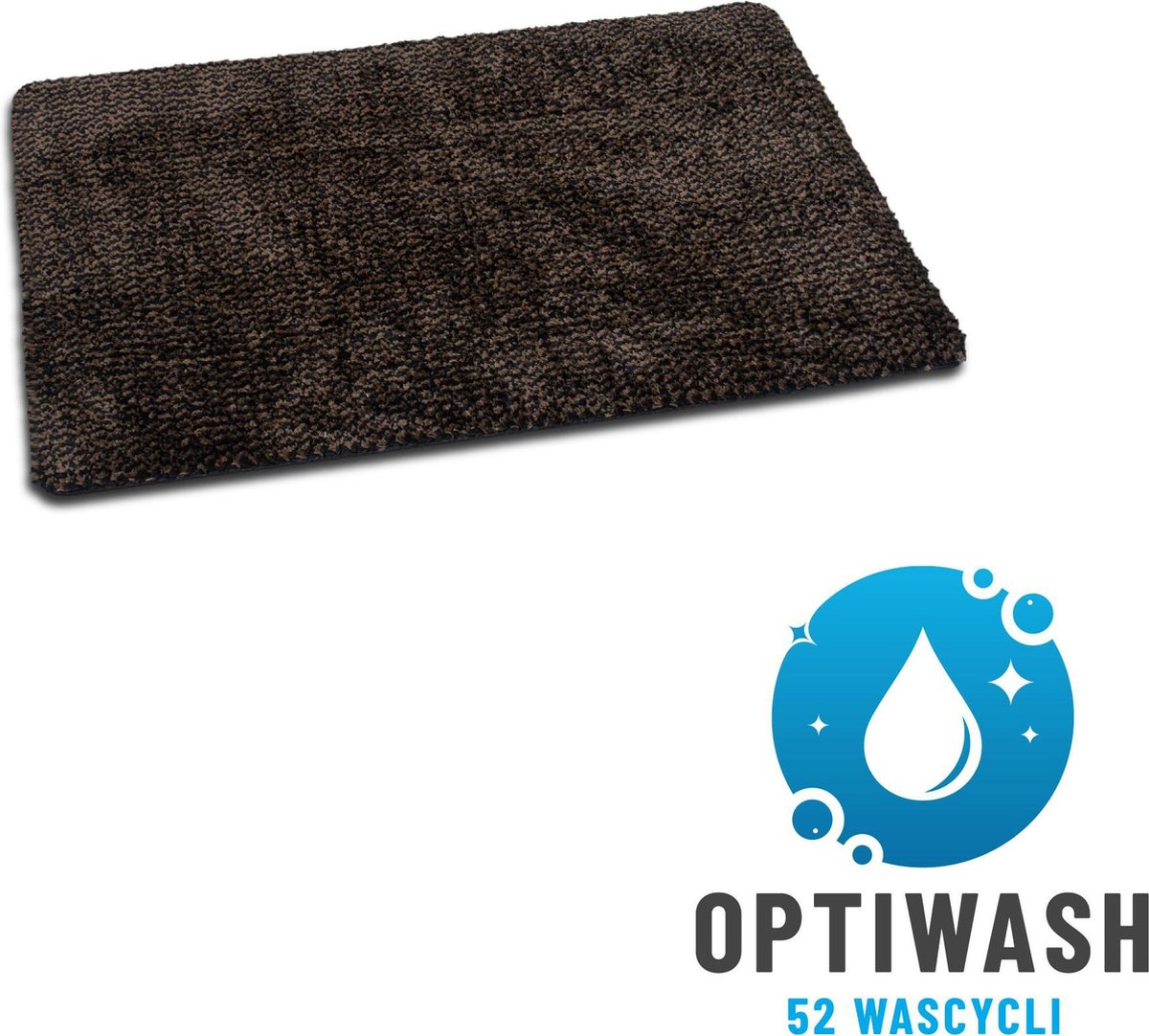 Antislip Deurmat Studio M - OPTIWASH - Wasbare droogloopmat/badmat/douchemat/toiletmat - Super absorberende schoonloopmat met microvezel - 40X60 cm - Machine Wasbaar 40°C - Bruin/Zwart - Verschillende Afmetingen