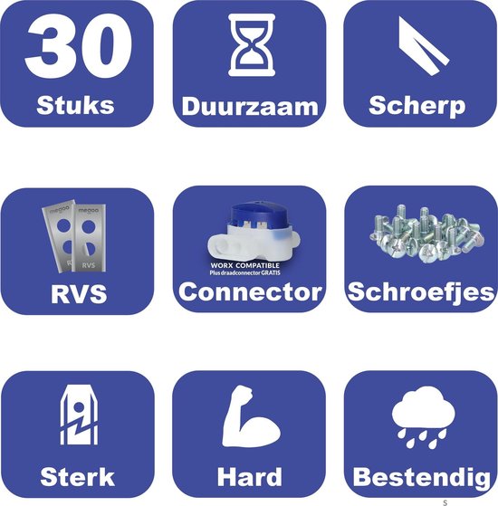 Mesjes voor WORX landroid robotmaaier - 30st - RVS - plastic box + CONNECTOR van WORX — afbeelding 4
