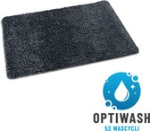 Antislip Deurmat Studio M - OPTIWASH - Wasbare droogloopmat/badmat/douchemat/toiletmat - Super absorberende schoonloopmat met microvezel - 50X80 cm - Machine Wasbaar 40°C - Grijs/Zwart - Verschillende Afmetingen