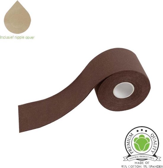 LifeSolutions - Boob tape - Fashion tape - Plak BH - Inclusief nipple cover - 5 meter BH accessoires - Coffee/Bruin