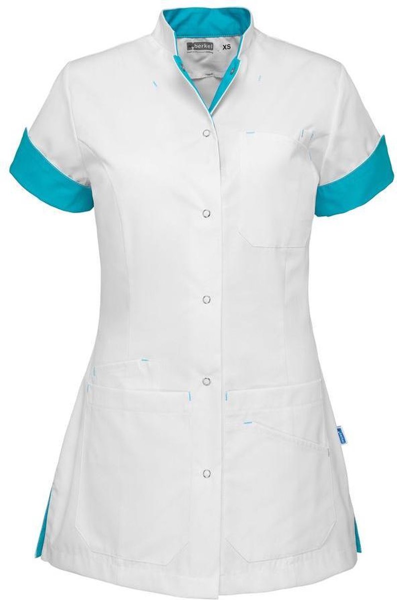 De Berkel zorgjas Livia-wit/turkoois-L (B3777326884L)