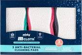 Minky M Cloth Antibacteriele Schoonmaakpad 3-Pak Blauw, Roze & Grijs