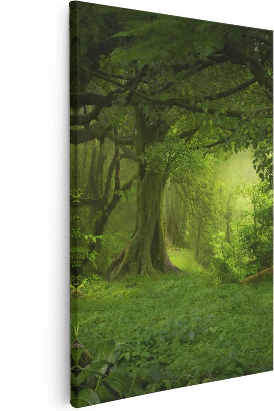 Artaza Canvas Schilderij Groene Tropische Jungle Bos - 40x60 - Poster Foto op Canvas - Canvas Print